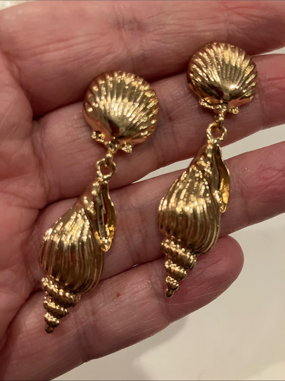 Gold Shell Drop Earrings - Women Jewelry - Picture 7 of 7
